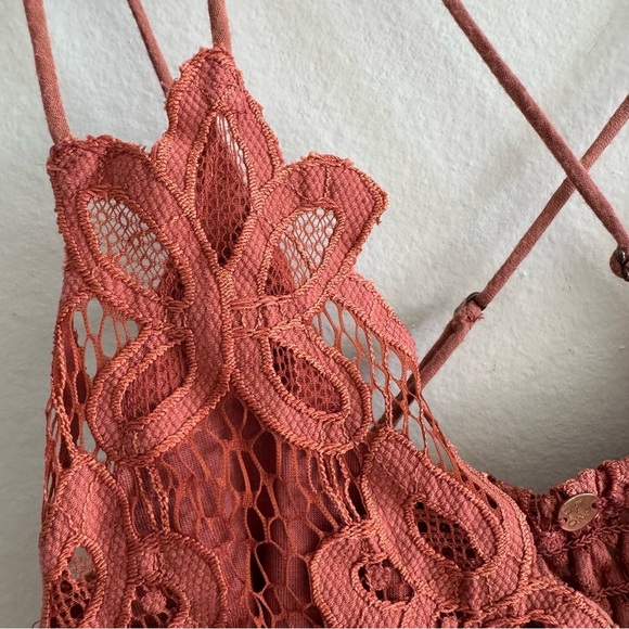 Intimately Free People Adella Lace Floral Bralette Top Copper Orange Size Small - Picture 5 of 11